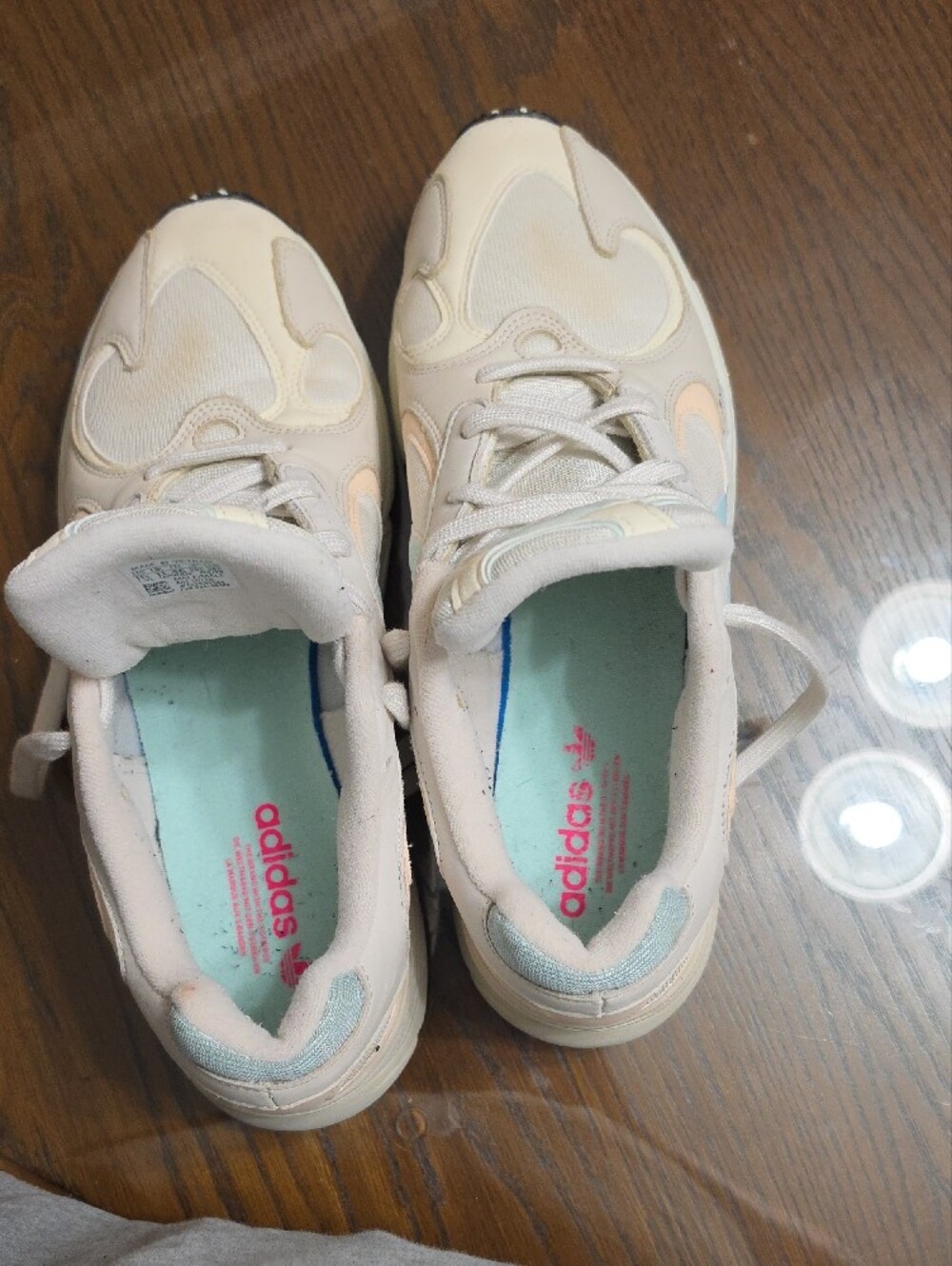 adidas Cream Sneakers with Mint & Pink Accents - Picture 5 of 5